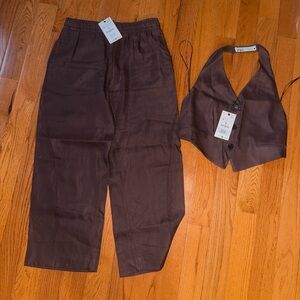 ‼️‼️‼️BOGO on the Zara stuff ..
Zara Brown Tailored Vest and Matching Pants